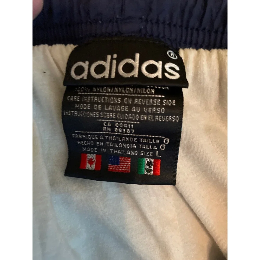 Vintage 90s Adidas Men Track Pants Large Navy Blue Trefoil Nylon Lined Joggers